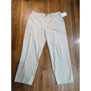 St Johns Bay Mens 40x32 Worry Free Classic Fit Flat Front Beige Khaki Tan Pants